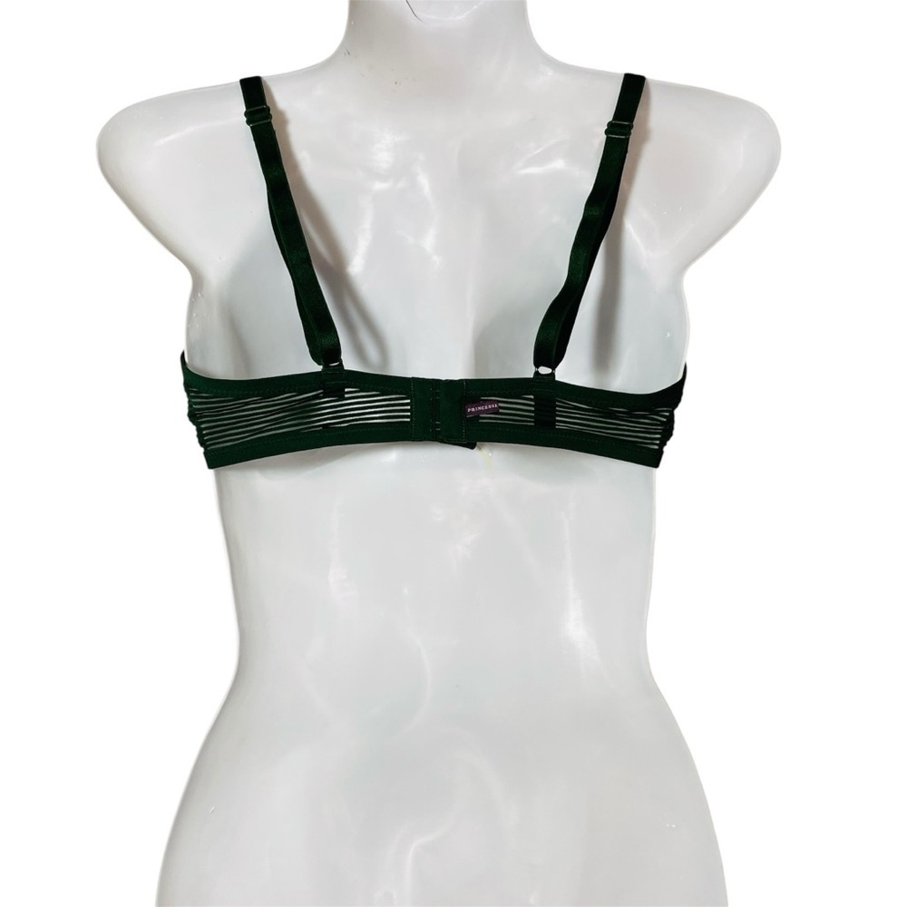 Princesse Tam Tam French Designer Forest Green Sheer Bra Sz-32D - Picture 2 of 4